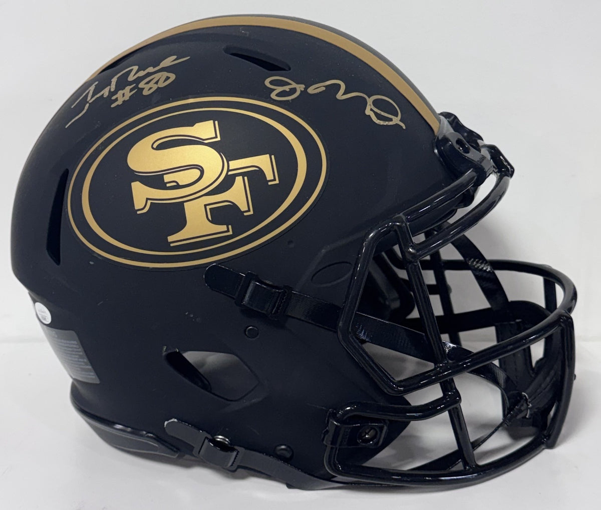 Joe Montana Jerry Rice 49ers Signed Riddell Eclipse Helmet Auto JSA BAS COA Case