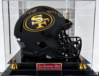 Joe Montana Jerry Rice 49ers Signed Riddell Eclipse Helmet Auto JSA BAS COA Case