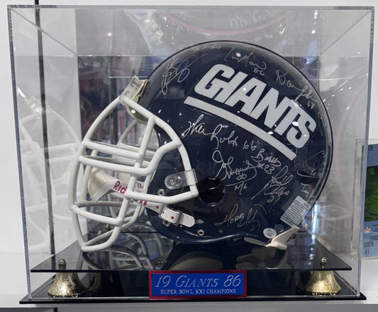 1986 NY Giants SB XXI Team Signed Riddell Helmet Auto JSA LOA W/Case LT Simms