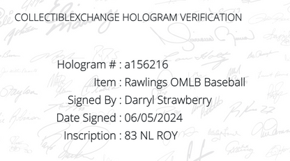 Darryl Strawberry Signed Official Baseball 83 NL ROY Auto Steiner CX COA NY Mets