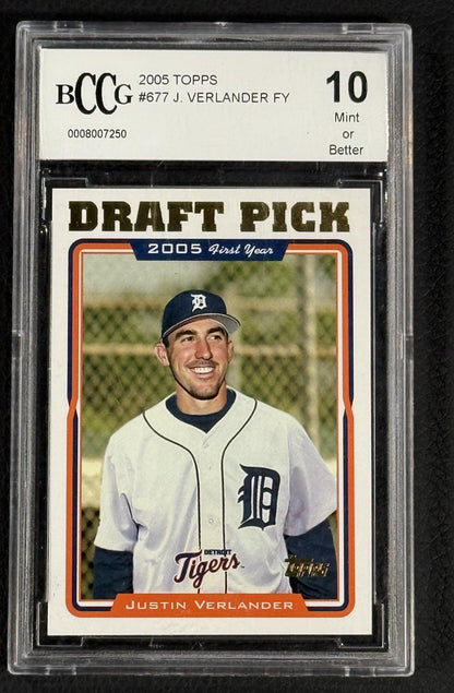 2005 JUSTIN VERLANDER ROOKIE TOPPS #677 BCCG 10 MINT OR BETTER Rc Future HOF