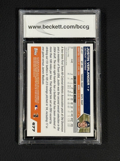 2005 JUSTIN VERLANDER ROOKIE TOPPS #677 BCCG 10 MINT OR BETTER Rc Future HOF