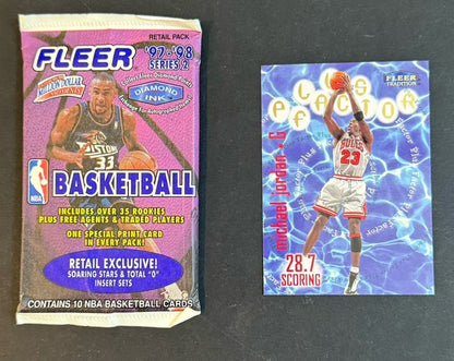 Michael Jordan 1998 Fleer Tradition Plus Factor #142 Bulls Mint Pack Fresh HOF