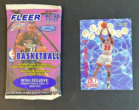 Michael Jordan 1998 Fleer Tradition Plus Factor #142 Bulls Mint Pack Fresh HOF