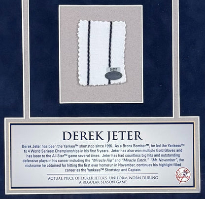 Derek Jeter Yankees Game Used Jersey Patch Framed Photo Suede Matting Steiner