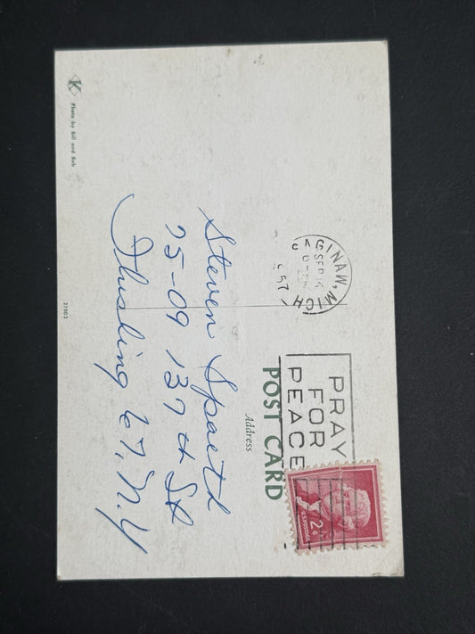 1955 BILL & BOB'S  MILWAUKEE BRAVES  GLOSSY POSTCARD BOB BUHL  POSTMARKED 1957