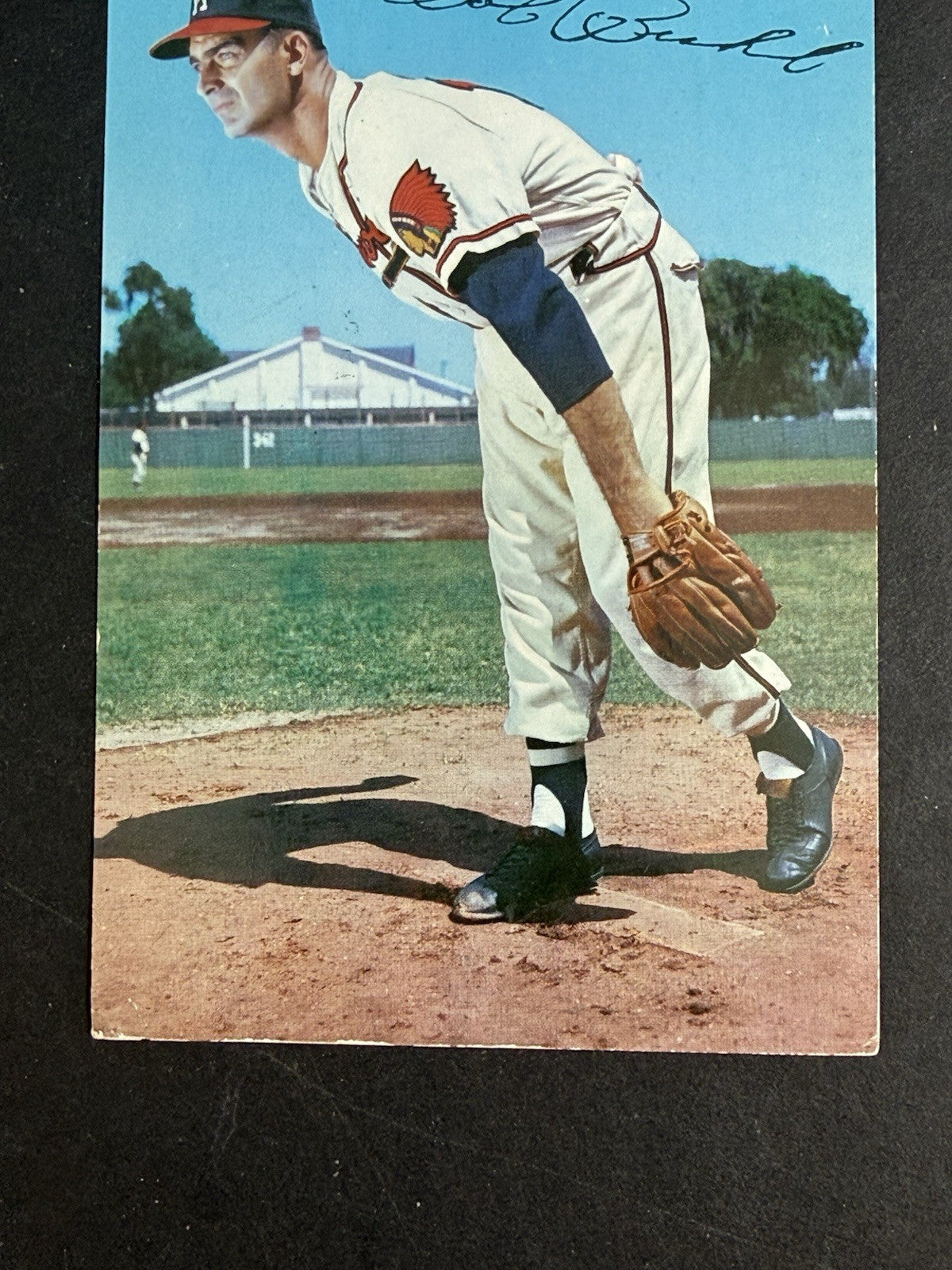1955 BILL & BOB'S  MILWAUKEE BRAVES  GLOSSY POSTCARD BOB BUHL  POSTMARKED 1957