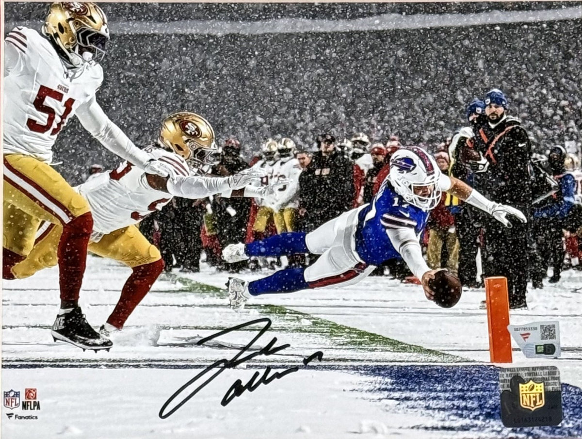 Josh Allen Signed 8x10 Framed Dive Photo Buffalo Bills Auto MVP Fanatics COA