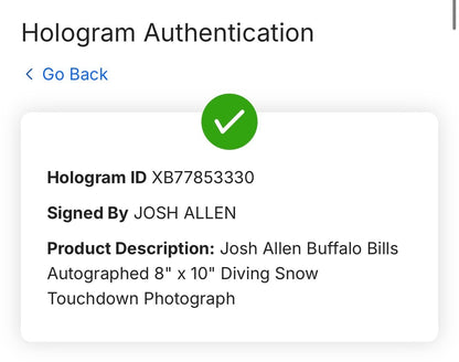 Josh Allen Signed 8x10 Framed Dive Photo Buffalo Bills Auto MVP Fanatics COA