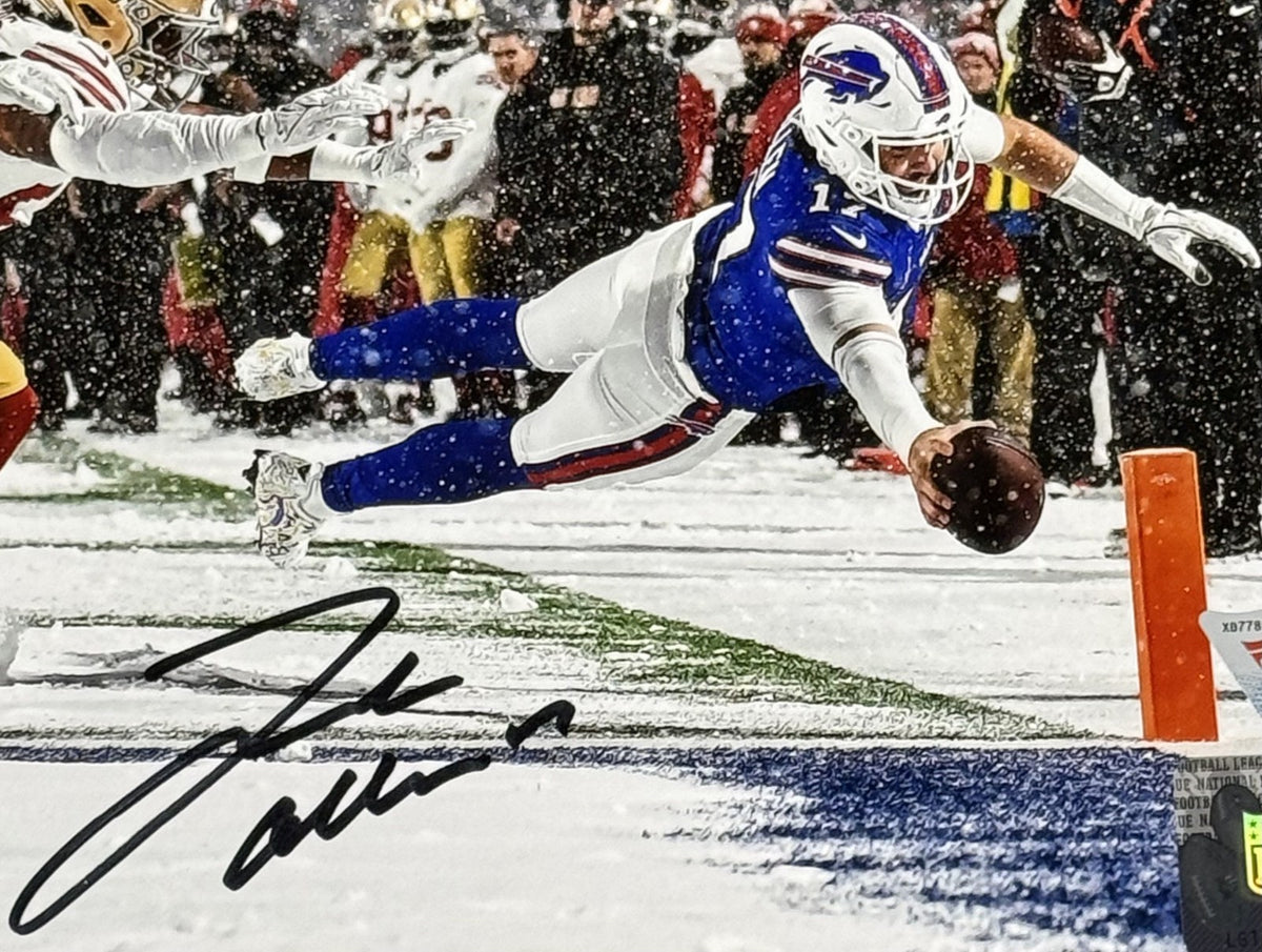 Josh Allen Signed 8x10 Framed Dive Photo Buffalo Bills Auto MVP Fanatics COA