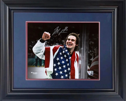 Jack Hughes Signed Team USA 8x10 Photo Framed Auto Fanatics COA NJ Devils