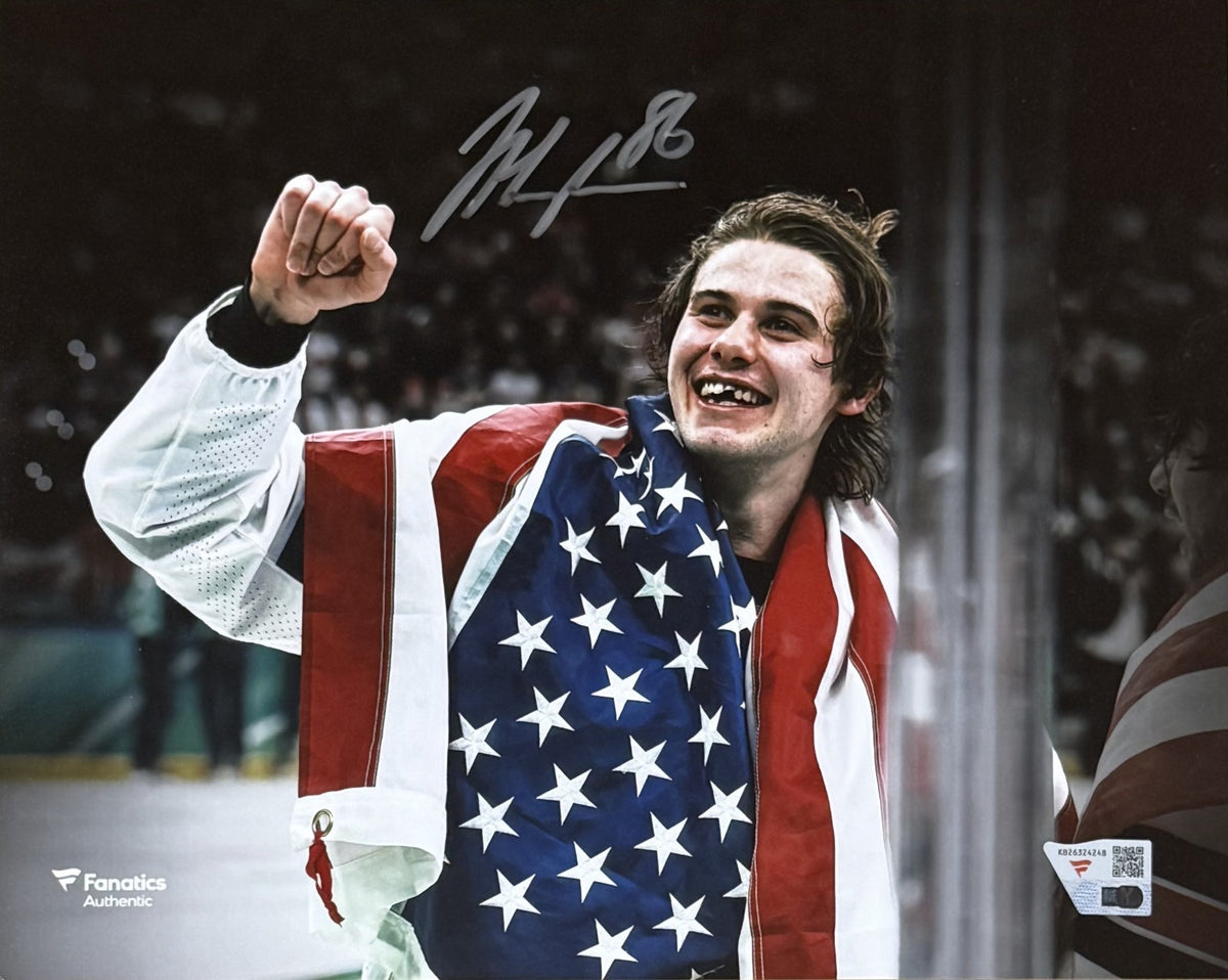 Jack Hughes Signed Team USA 8x10 Photo Framed Auto Fanatics COA NJ Devils