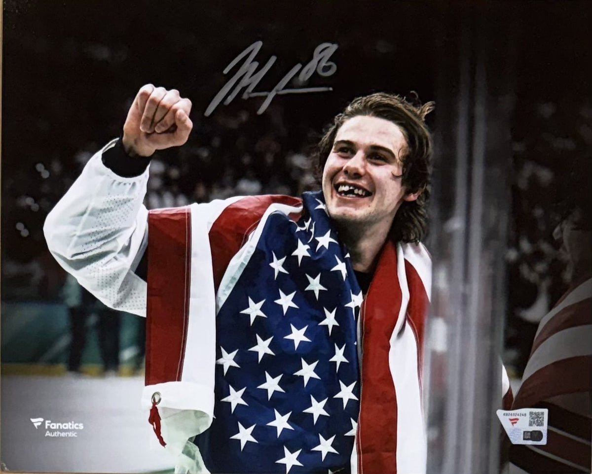 Jack Hughes Signed Team USA 8x10 Photo Framed Auto Fanatics COA NJ Devils