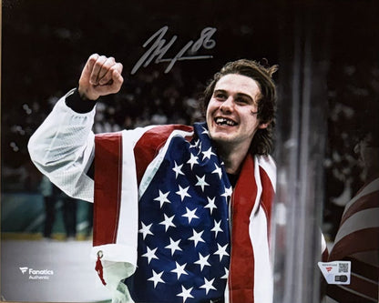 Jack Hughes Signed Team USA 8x10 Photo Framed Auto Fanatics COA NJ Devils