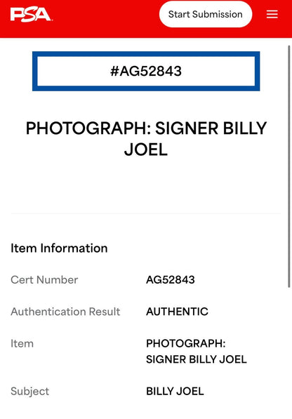 Billy Joel Signed 8x10 Photo Framed Auto The Piano Man Suede Matting PSA COA
