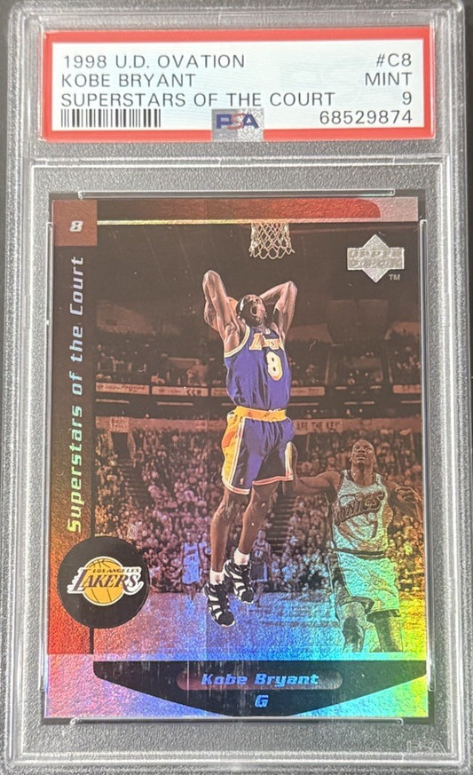 KOBE BRYANT 1998 UD OVATION SUPER STARS OF THE COURT PSA 9 Mint  #cb HOF Lakers