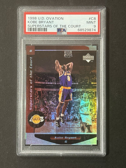 KOBE BRYANT 1998 UD OVATION SUPER STARS OF THE COURT PSA 9 Mint  #cb HOF Lakers