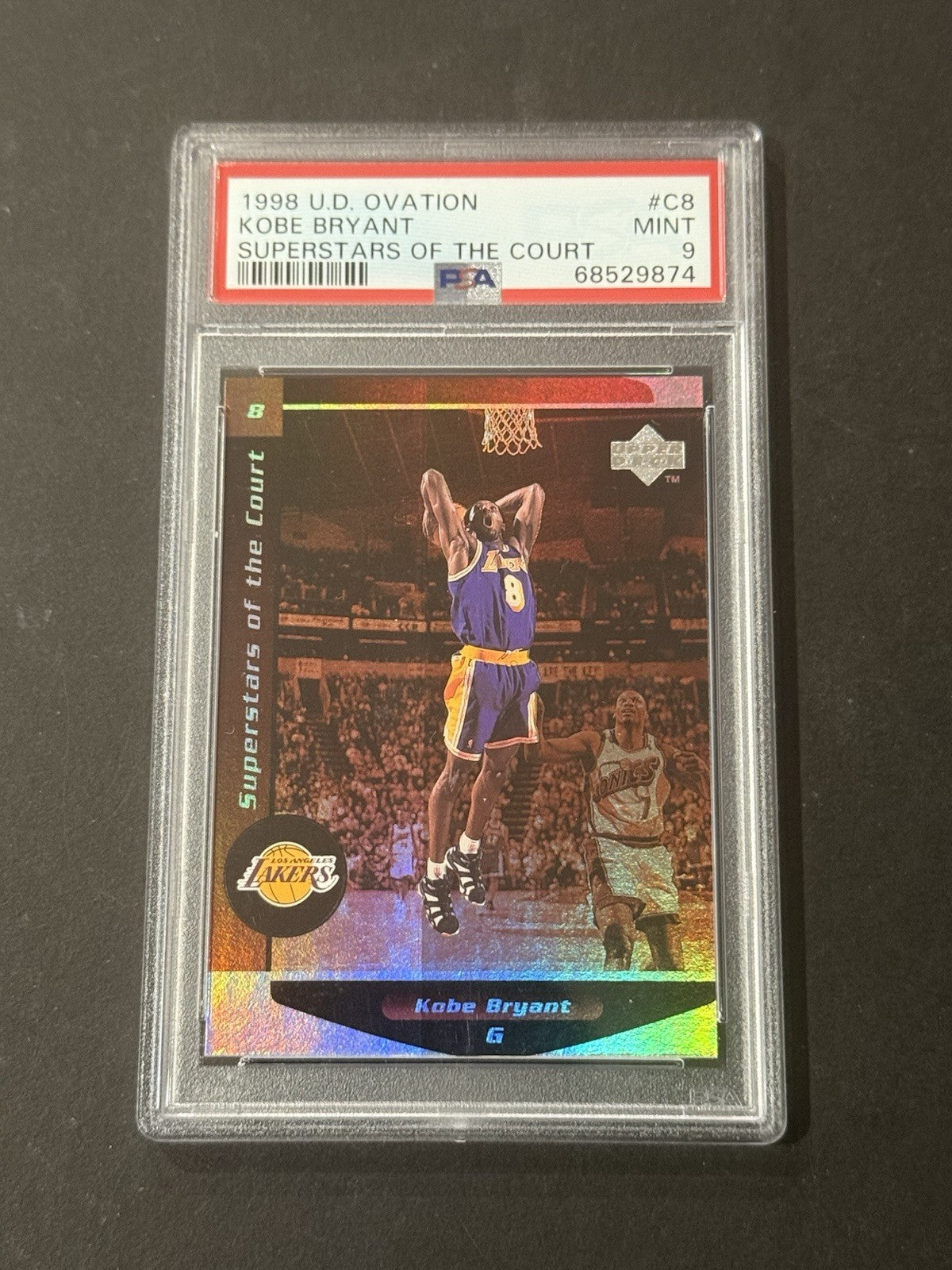 KOBE BRYANT 1998 UD OVATION SUPER STARS OF THE COURT PSA 9 Mint  #cb HOF Lakers