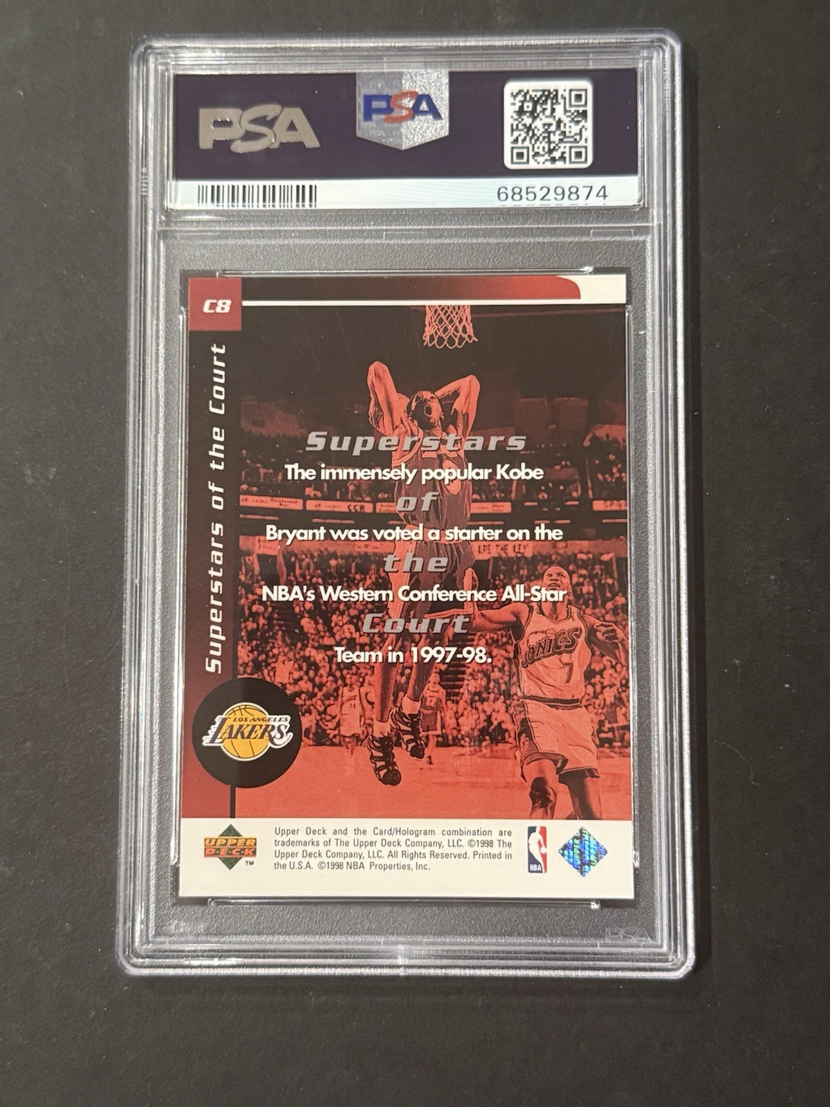 KOBE BRYANT 1998 UD OVATION SUPER STARS OF THE COURT PSA 9 Mint  #cb HOF Lakers