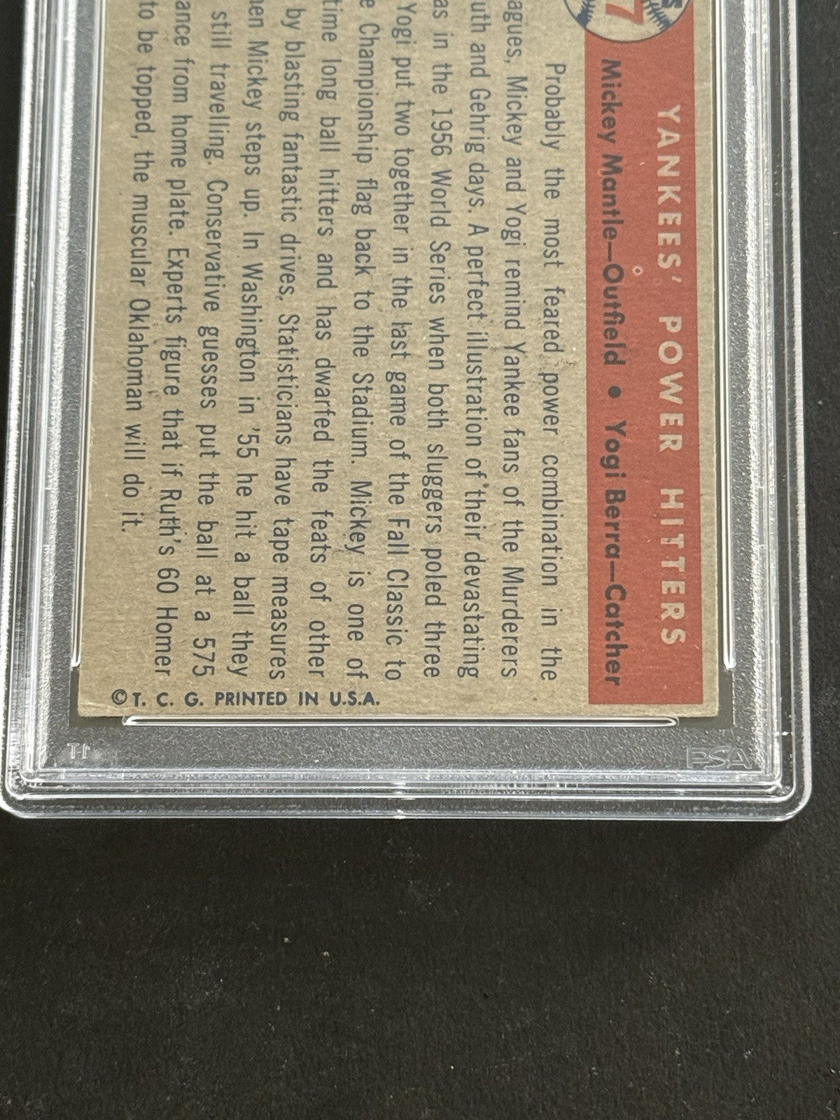 1957 Topps Yankees’ Power Hitters #407 Mickey Mantle & Berra PSA 4 Razor Sharp