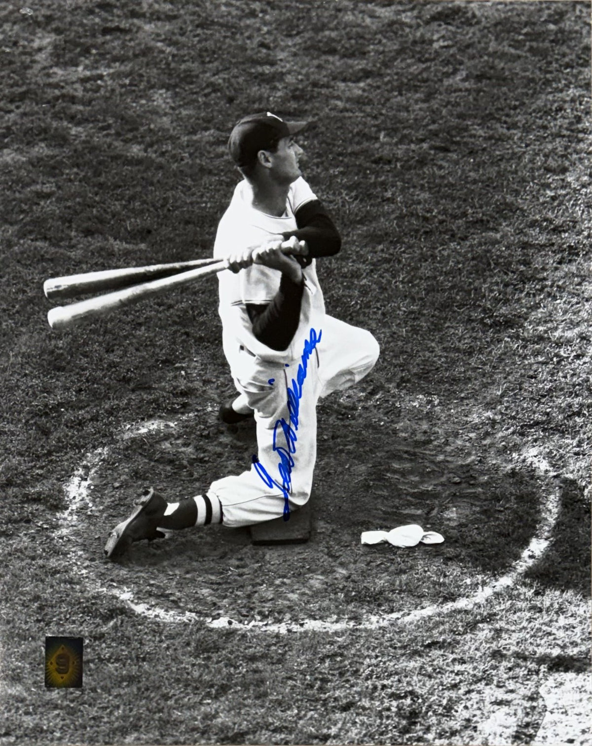 Ted Williams HOF Signed 16x20 On Deck Photo Red Sox Auto Green Diamond Holo