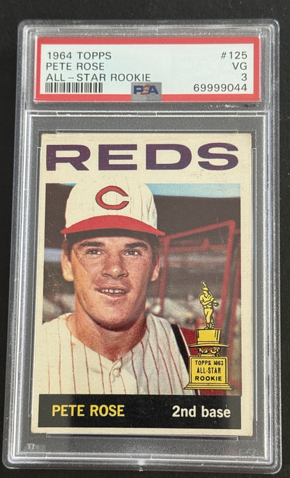1964 Pete Rose HOF. Topps #125 AS. PSA 3 Rookie Cup 1st Card Alone Looks Nicer