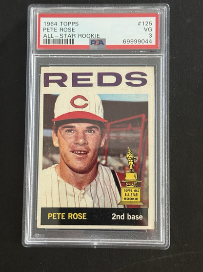 1964 Pete Rose HOF. Topps #125 AS. PSA 3 Rookie Cup 1st Card Alone Looks Nicer