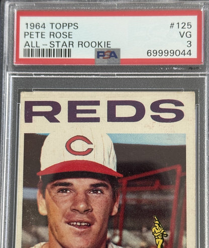 1964 Pete Rose HOF. Topps #125 AS. PSA 3 Rookie Cup 1st Card Alone Looks Nicer