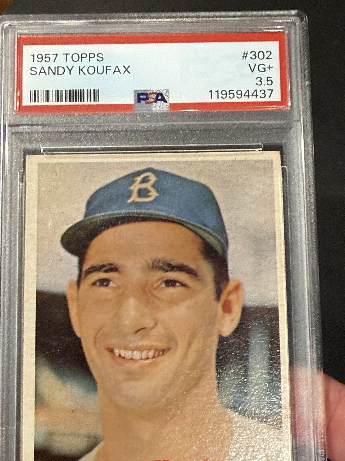SANDY KOUFAX 1957 TOPPS #302 PSA 3.5 FRESHLY GRADED GORGEOUS CLEAN HOF DODGERS