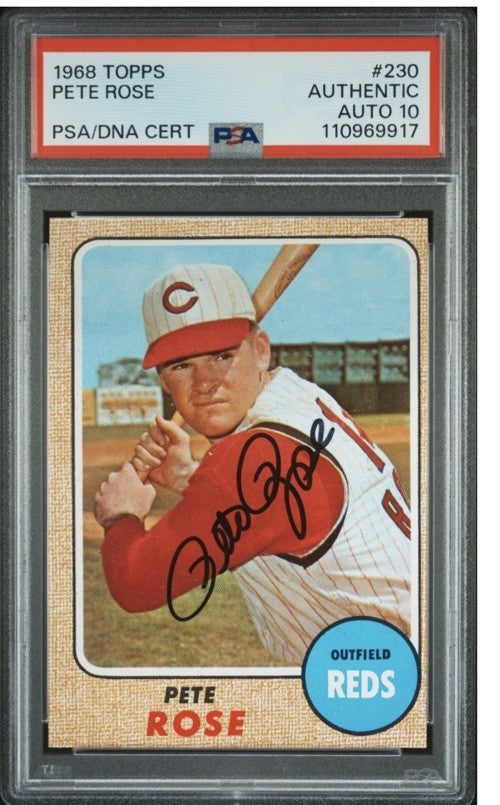 1968 Topps #230 Pete Rose Auto PSA Authentic DNA 10 Cincinnati Reds Signed