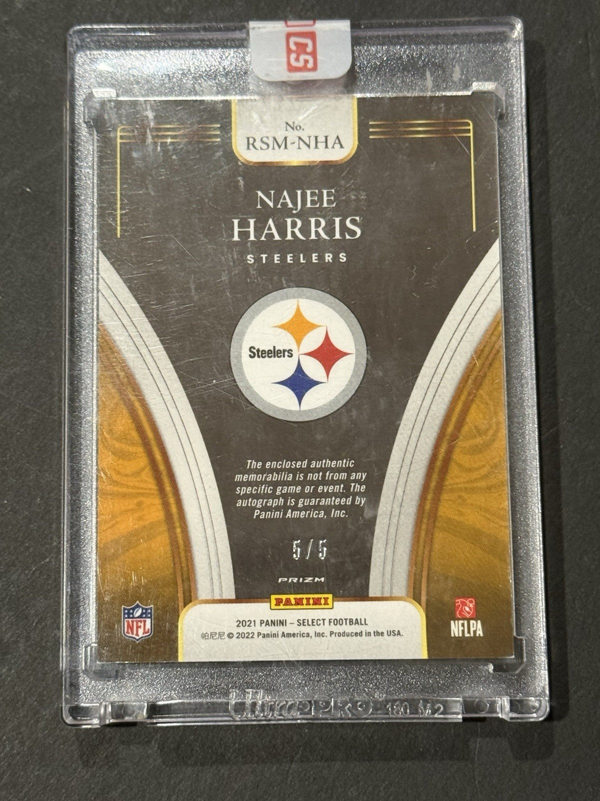 NAJEE HARRIS 2021 SELECT rookie patch Mint auto Rpa 5/5 Steelers Giants Rc