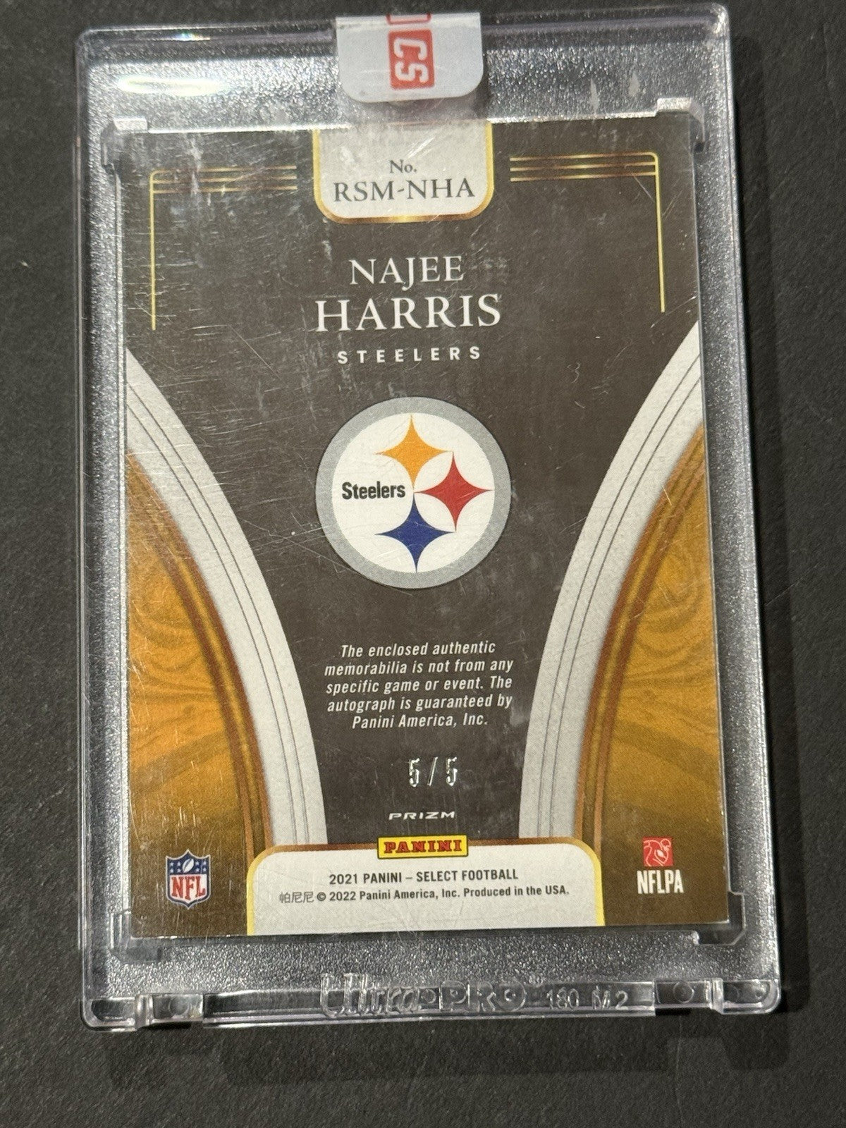 NAJEE HARRIS 2021 SELECT rookie patch Mint auto Rpa 5/5 Steelers Giants Rc