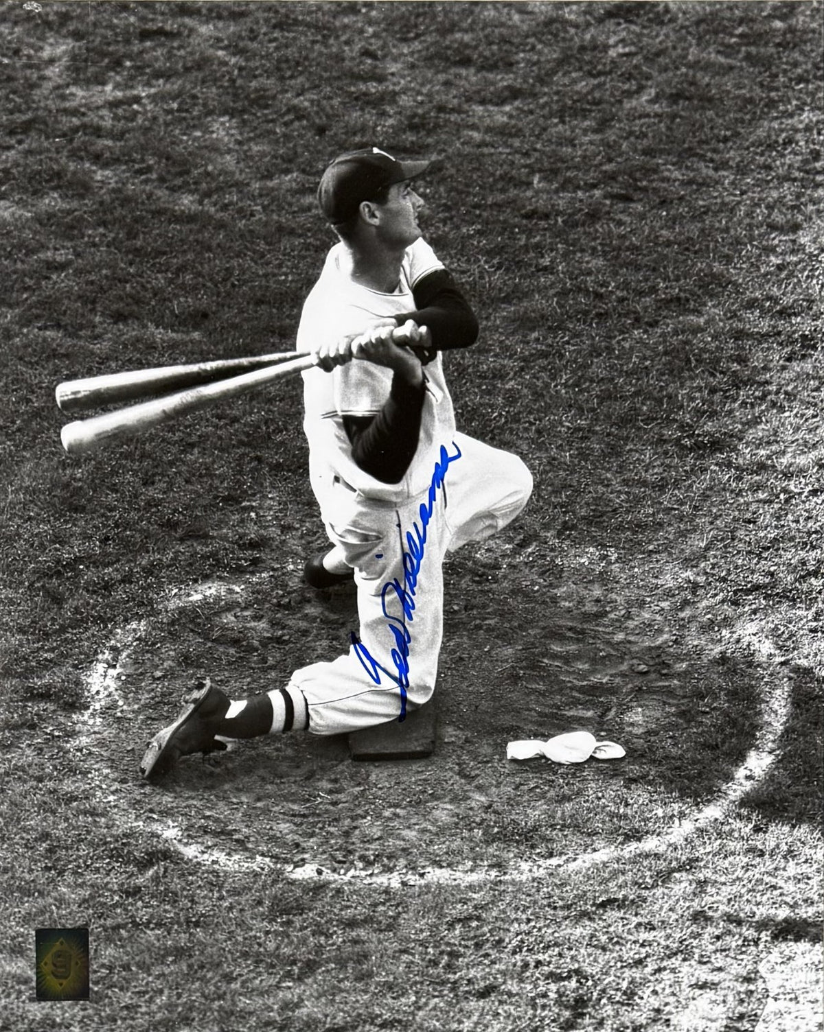 Ted Williams Signed 16x20 On Deck Photo Framed Red Sox Auto Green Diamond Holo