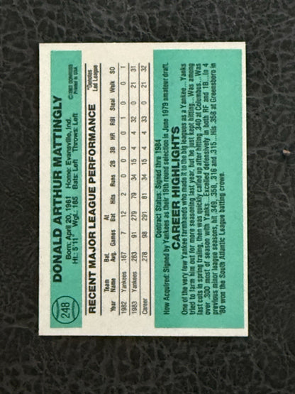 Donruss 1984 Don Mattingly New York Yankees Rookie # 284 Mint Razor Sharp