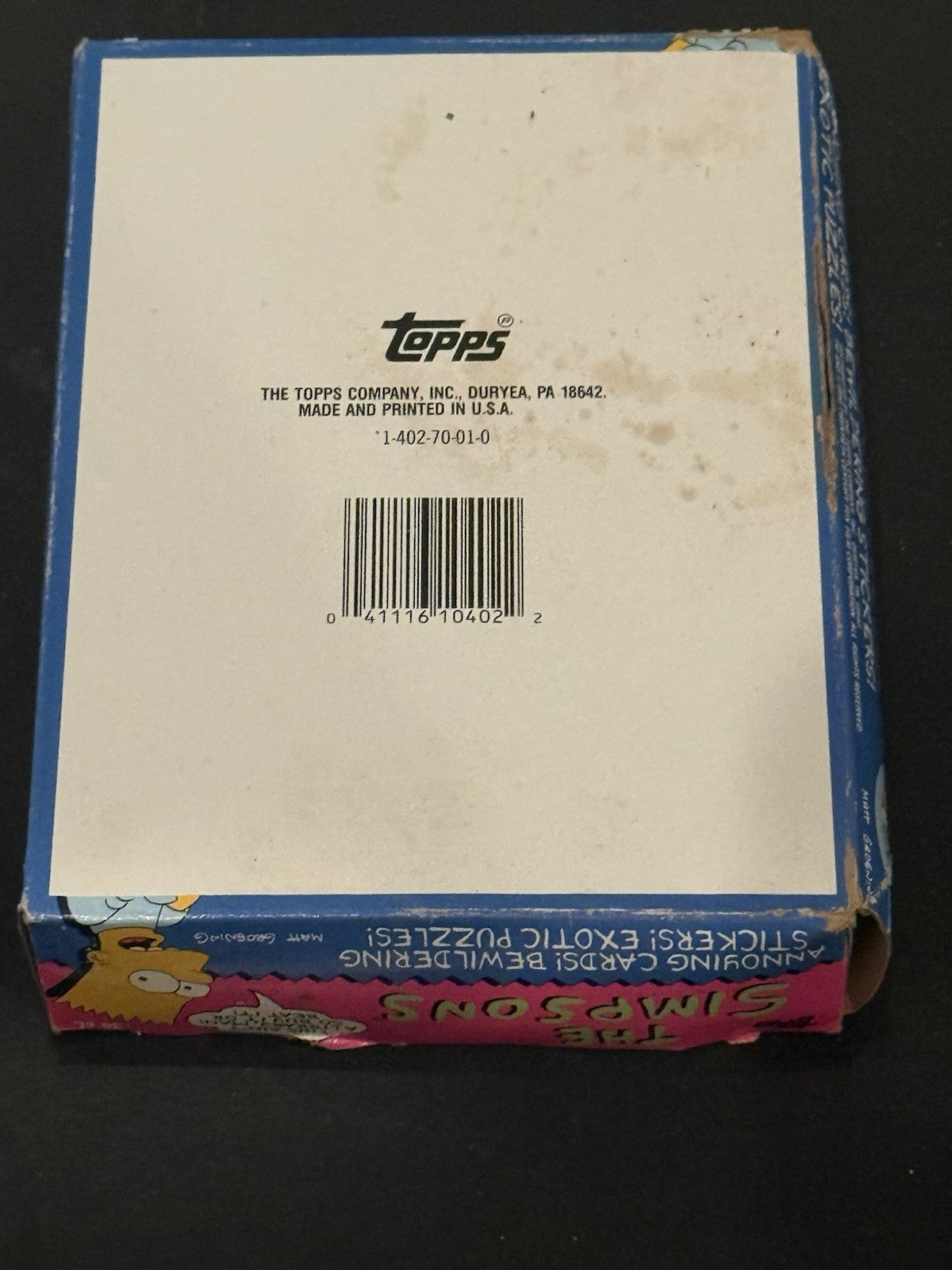 Vintage 1990 Topps Simpsons Wax Pack Box With Sealed Packs (36) Bartman Rc