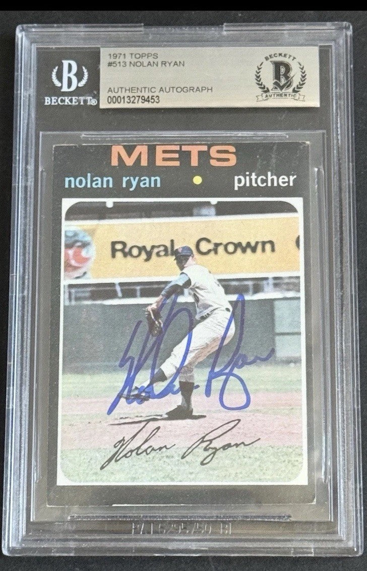 Nolan Ryan Signed 1971 Topps #513 Nice Auto BAS Mets Rangers Angels Astros HOF