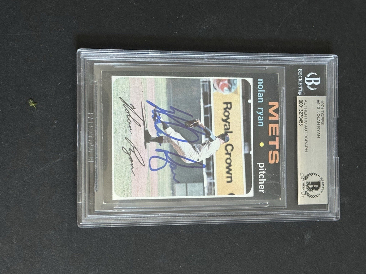 Nolan Ryan Signed 1971 Topps #513 Nice Auto BAS Mets Rangers Angels Astros HOF