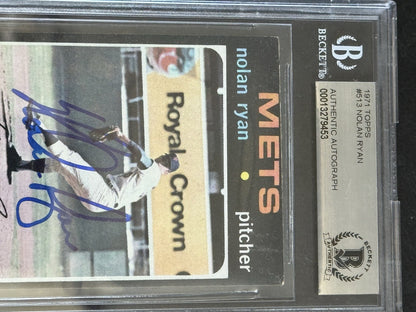 Nolan Ryan Signed 1971 Topps #513 Nice Auto BAS Mets Rangers Angels Astros HOF