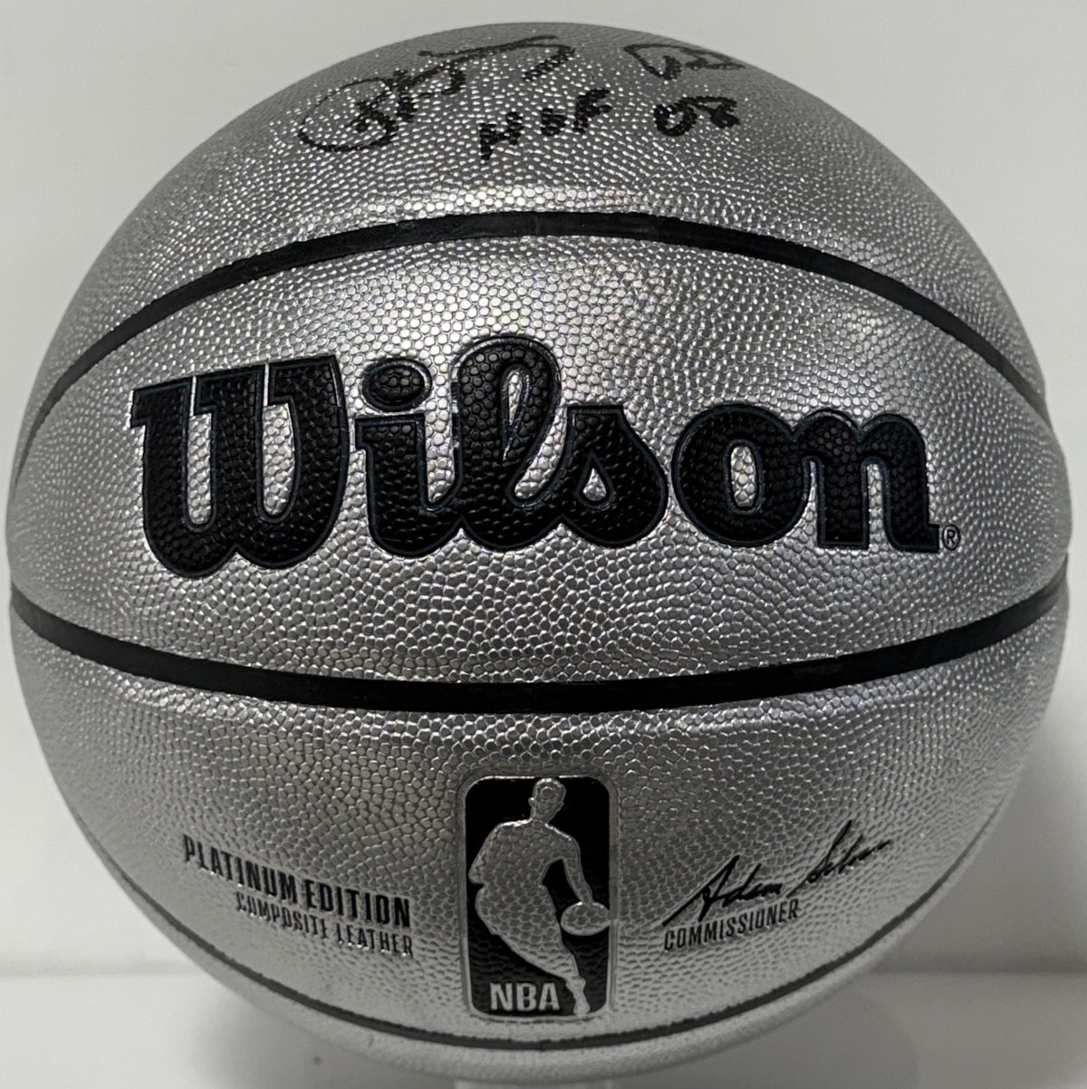Patrick Ewing NY Knicks #33 Signed Wilson Platinum Basketball HOF Auto Steiner