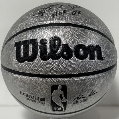 Patrick Ewing NY Knicks #33 Signed Wilson Platinum Basketball HOF Auto Steiner