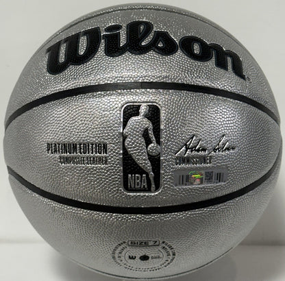 Patrick Ewing NY Knicks #33 Signed Wilson Platinum Basketball HOF Auto Steiner