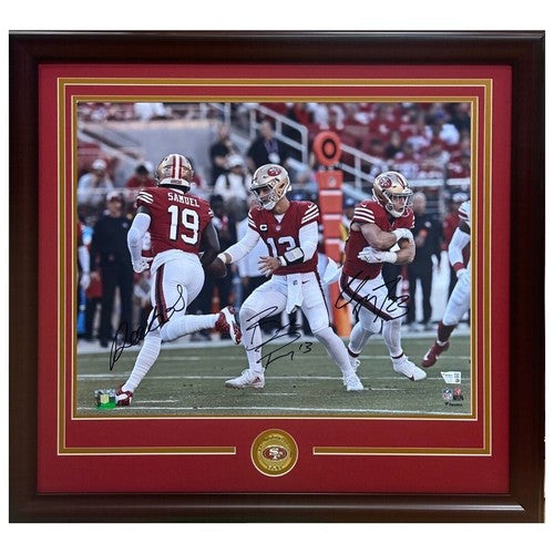 Brock Purdy Deebo Samuel McCaffrey Signed 16x20 Framed Photo 49ers Auto Fanatics