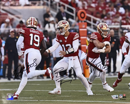 Brock Purdy Deebo Samuel McCaffrey Signed 16x20 Framed Photo 49ers Auto Fanatics