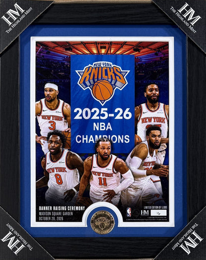 NY Knicks 2026 NBA Champions Banner Bronze Coin Highland Mint Brunson OG KAT