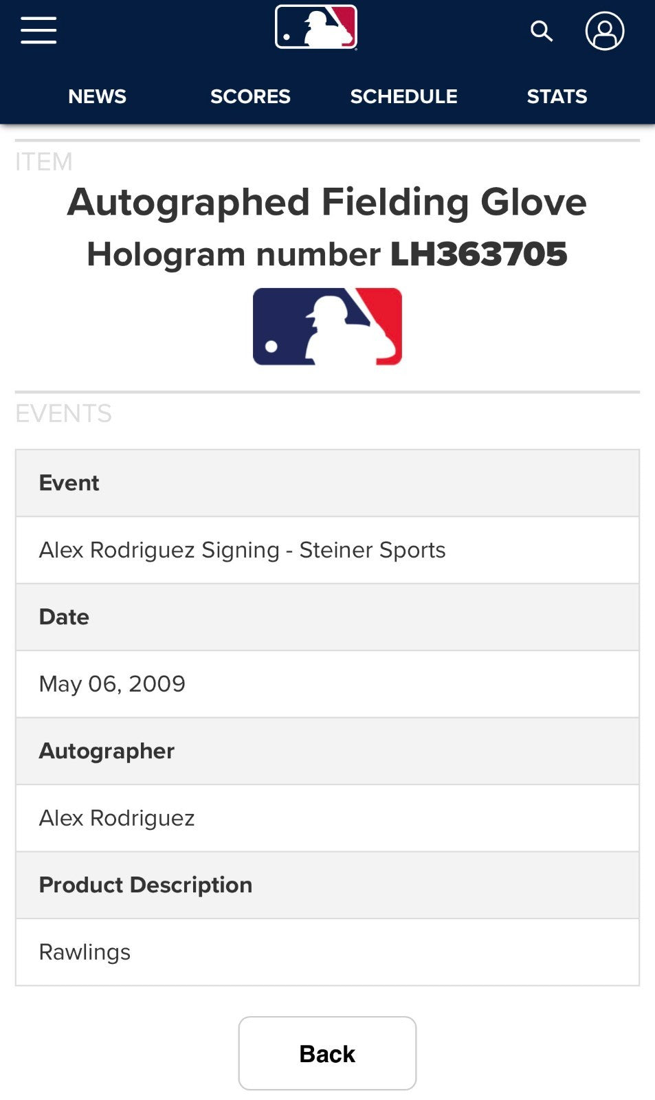 Alex Rodriguez Signed Rawlings Pro Model Baseball Glove Yankees Auto MLB Holo