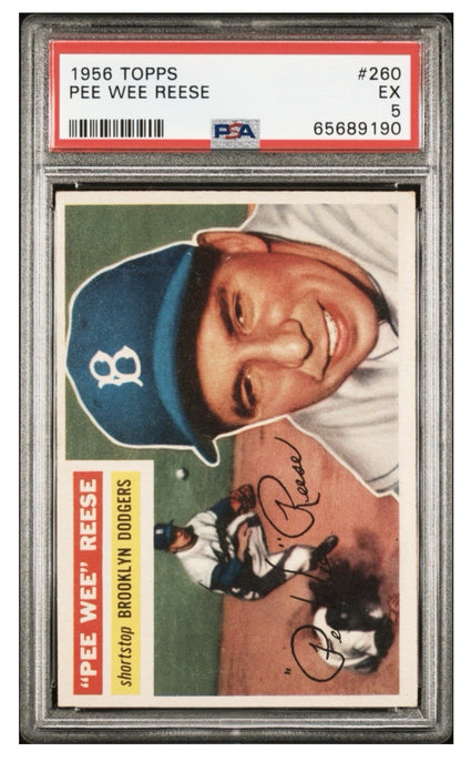 1956 Topps  #260 Pee Wee Reese PSA 5 EX Centered High End Brooklyn Dodgers