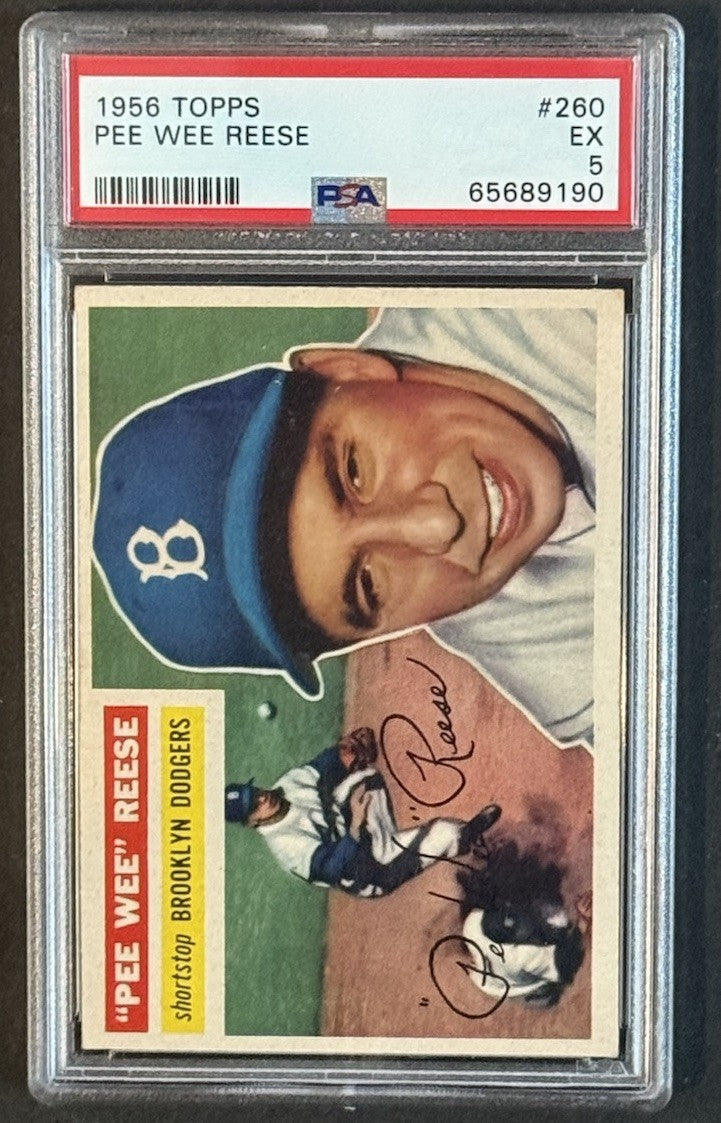1956 Topps  #260 Pee Wee Reese PSA 5 EX Centered High End Brooklyn Dodgers