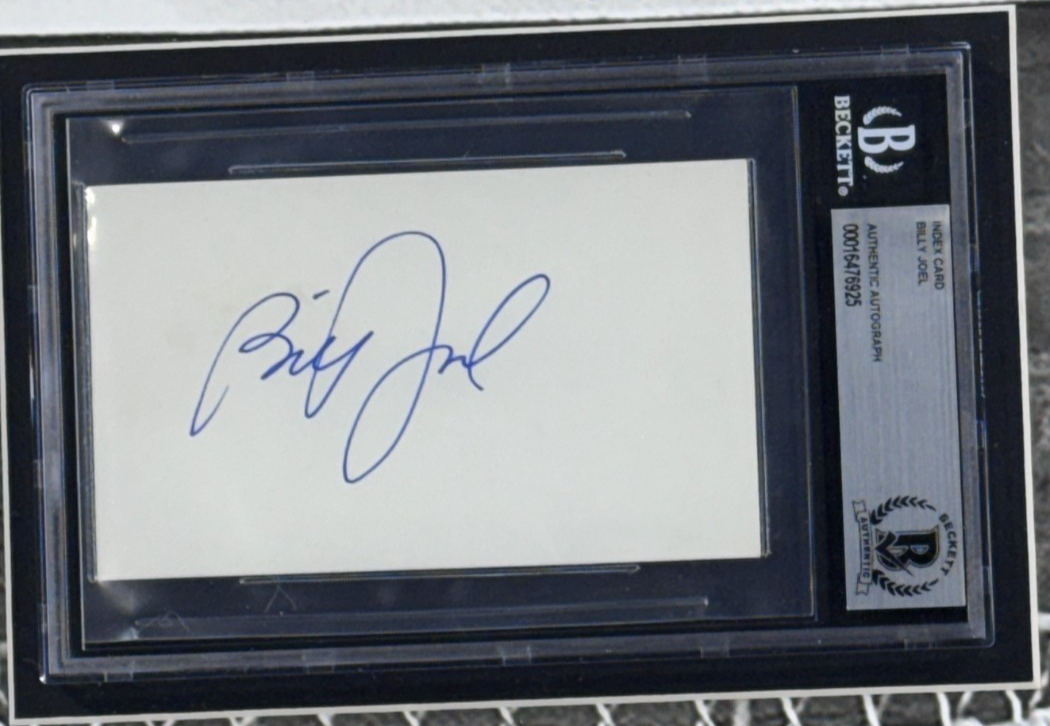 Billy Joel Signed Cut Auto Drinking in Public Is Illegal Shadowbox Auto BAS COA
