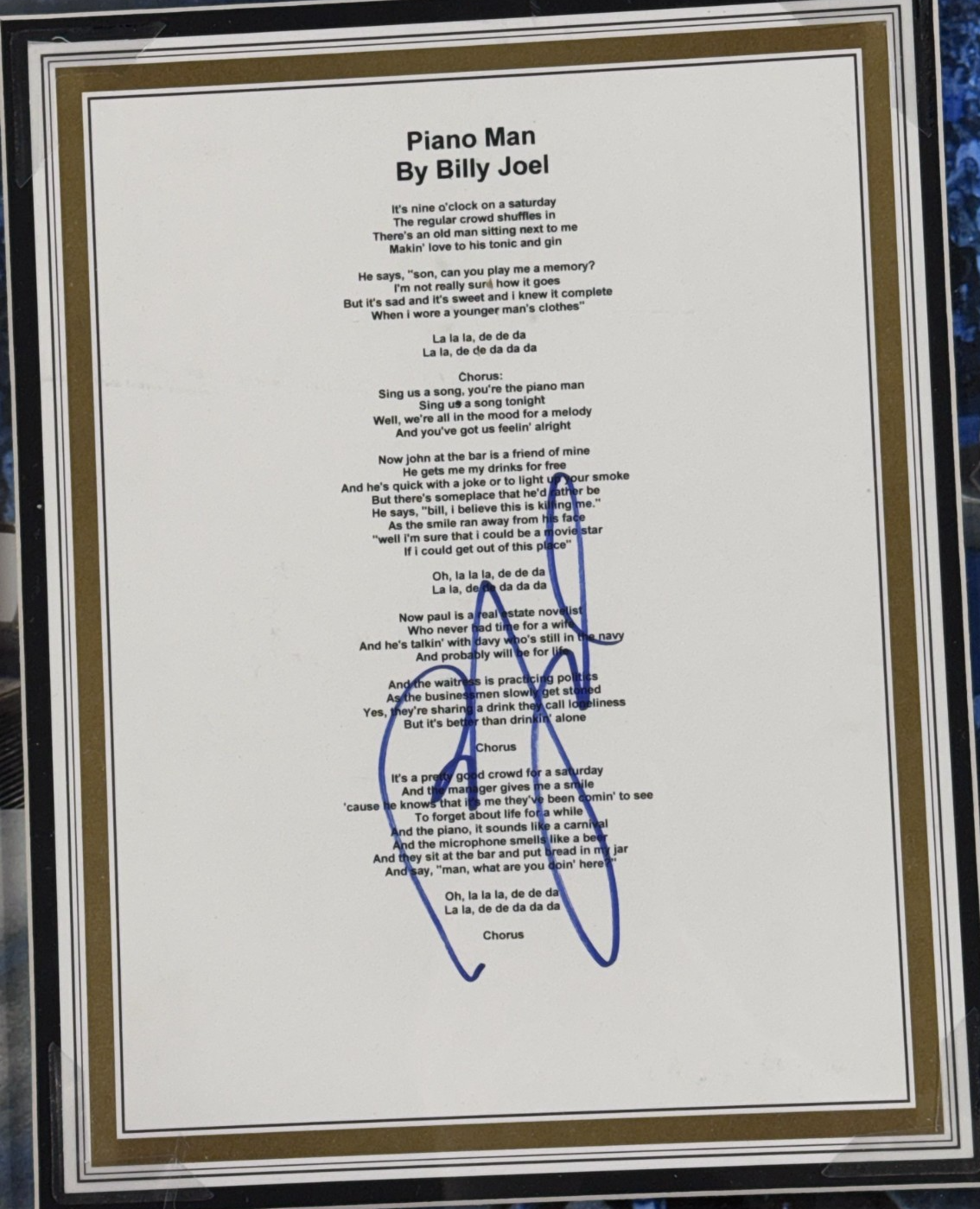 Billy Joel Piano Man Signed Lyrics Sheet 3D Shadowbox Auto Gotta Have It COA