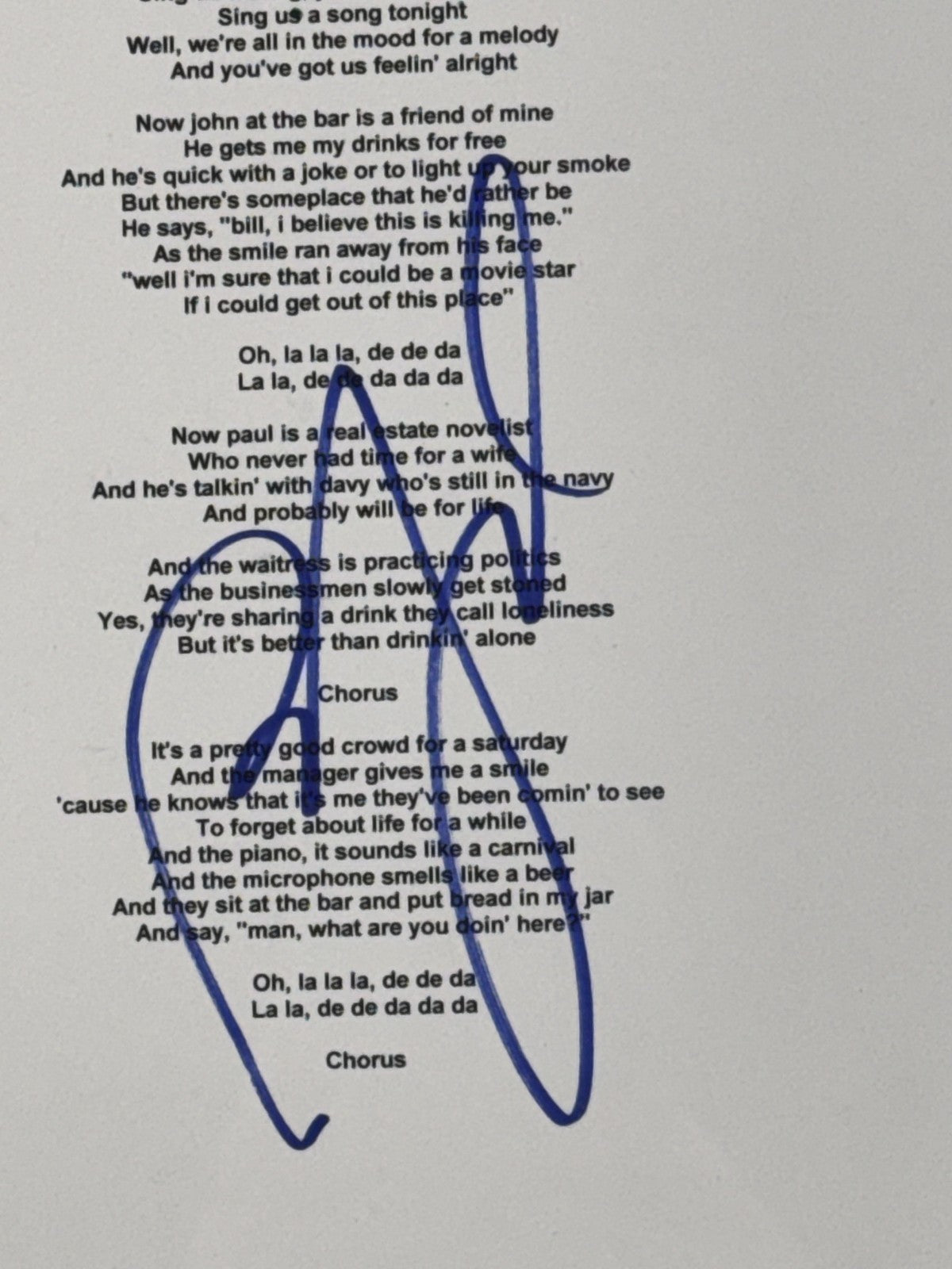 Billy Joel Piano Man Signed Lyrics Sheet 3D Shadowbox Auto Gotta Have It COA
